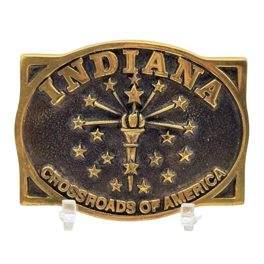 J.J. Frederick Indiana Crossroads of America JJ-0238 State Souvenir Belt Buckle